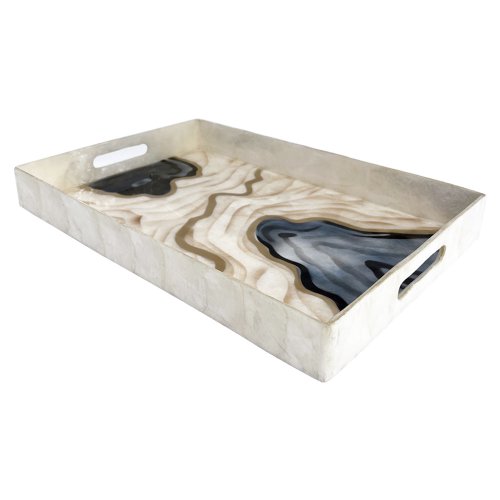 Agate Rectangle Shell Tray Natural