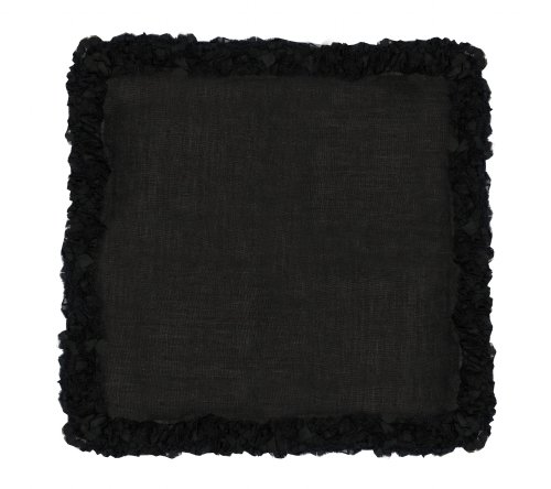 Black Romantic Napkin Linen with volumed Lace Border 