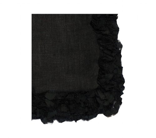 Black Romantic Napkin Linen with volumed Lace Border 