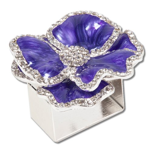 Dark Purple Flower Napkin Ring with Crystal Border