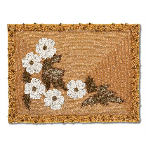 Gold with White Flower Decor Placemat