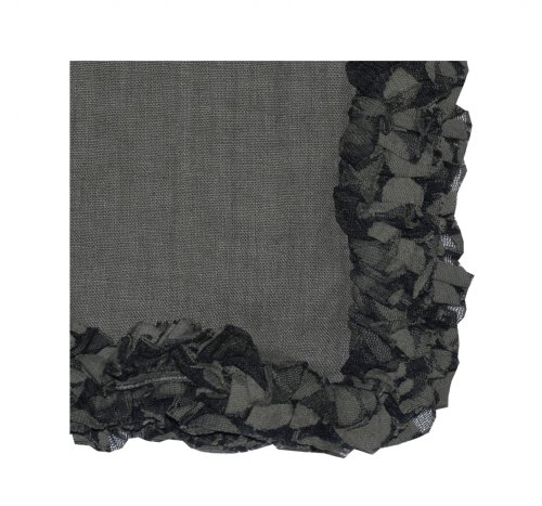 Gunmetal Romantic Napkin Linen with volumed Lace Border 