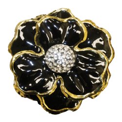 Large Black Gold Crystal Center Napkin Ring Or Centerpiece 