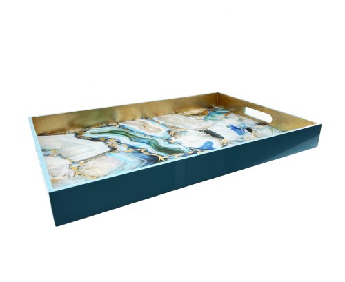 Blue Stone Lacquer Rectangular Tray