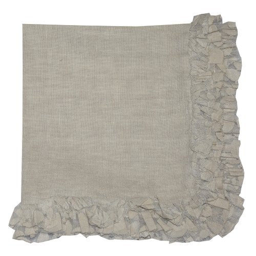 Medium Gray Romantic Napkin Linen with volumed Lace Border 