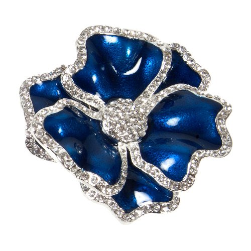 Royal Blue Flower Napkin Ring with Crystal Border