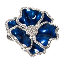 Royal Blue Flower Napkin Ring with Crystal Border