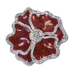 Red Sparkles Flower Napkin Ring with Crystal Border