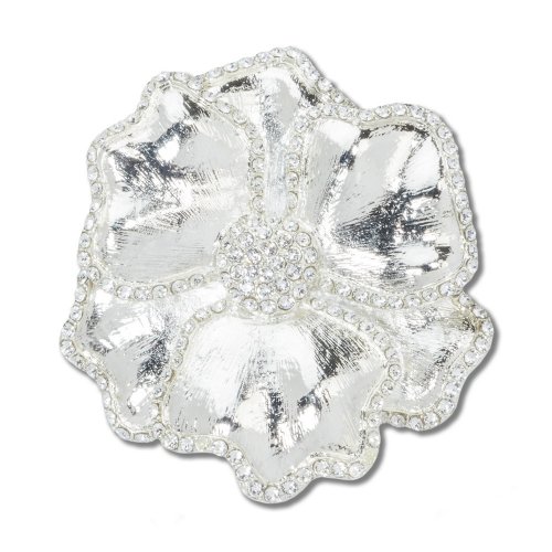 Silver Flower Napkin Ring with Crystal Border