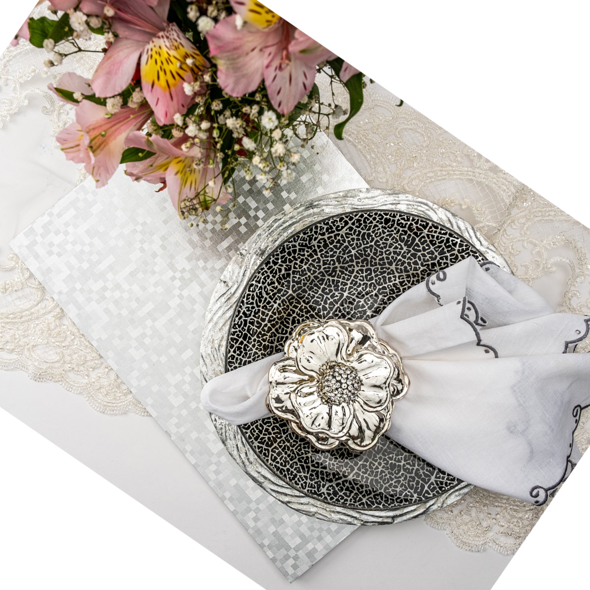 Large Silver Crystal Center Napkin Ring or Centerpiece – Nomi K