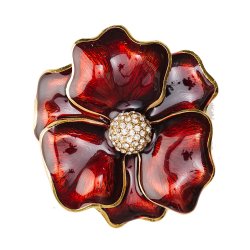 Deep Red NC Flower Crystal Center Napkin Ring 