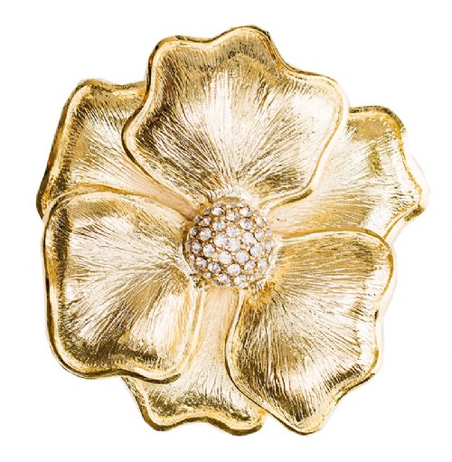 Matte Gold NC Flower Crystal Center Napkin Ring without Crystal Border