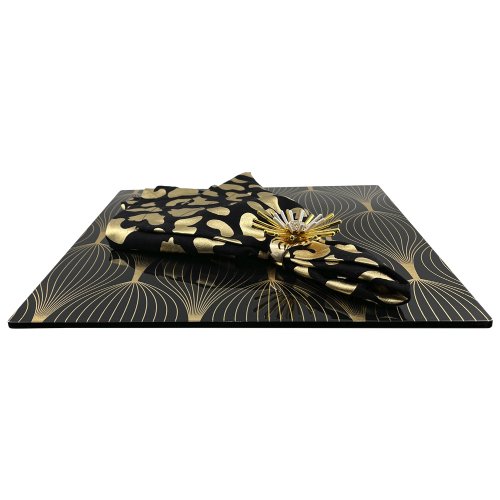 Black and Gold Modern Square Placemat