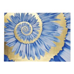 Blue Floral Spiral Gold Laquer Rectangular Placemat