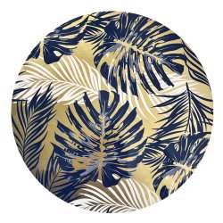 Deep Blue Palm on Gold Round Lacquer Placemat