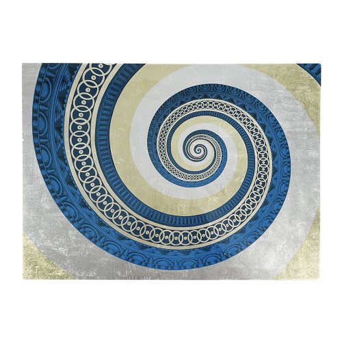 Blue Gold and Silver Swirl Lacquer Rectangular Placemat