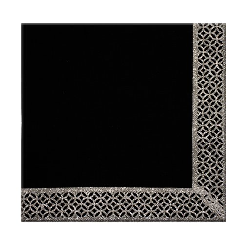 Black Napkin with Art Border Design in Silver