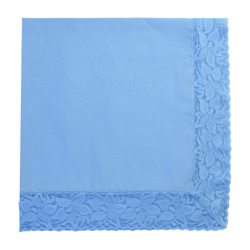 Blue Linen Napkin With Lace Trimming
