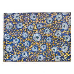 Blue Gold Flower Glass Lace Mirror Placemat