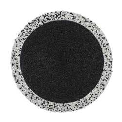 Black with White Mixed Beaded Round Placemat 