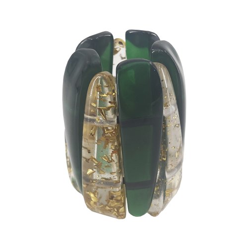 Green and Gold Leaf Round Acrylic Napkin Ring