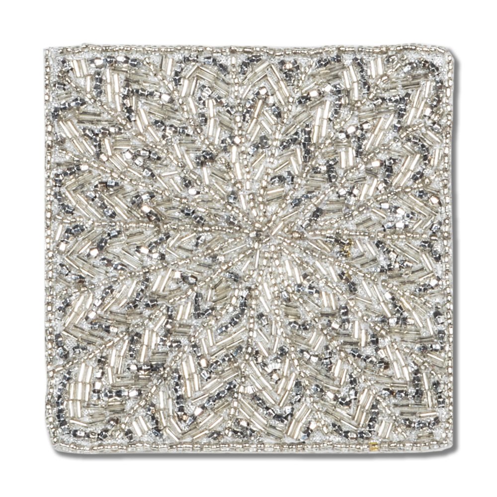 Silver Beaded Coasters Set of 6