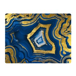 Dark Blue Stone Rectangular Placemat with Gold Accents Blue 