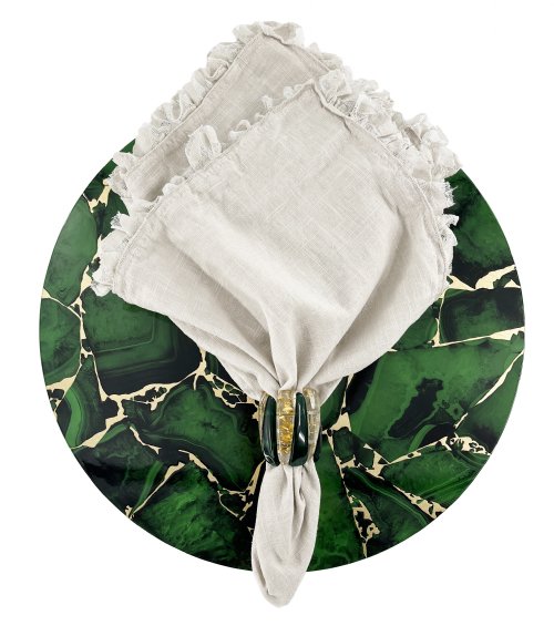 Green and Gold Leaf Round Acrylic Napkin Ring