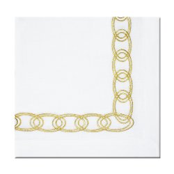 Gold Chain Hand Embroidered White Linen Napkin