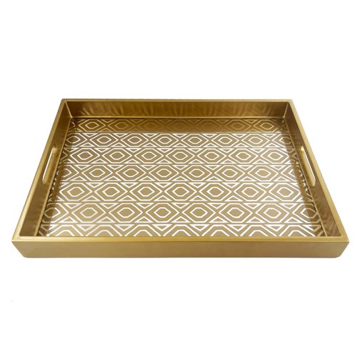 Gold Deco Glass Mirror Tray