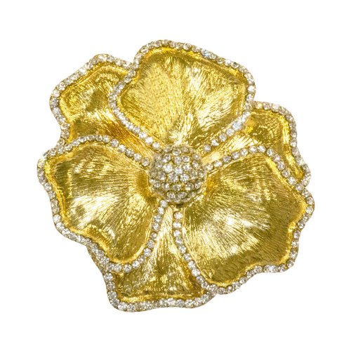Gold Flower Matte Napkin Ring with Crystal Border