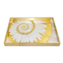 Gold Flower Spiral lacquer Rectangular Tray