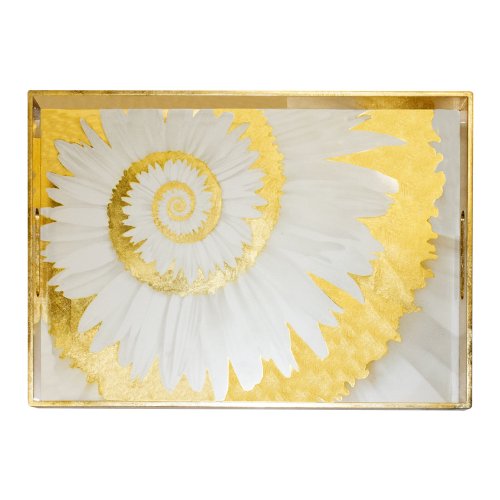 Gold Flower Spiral lacquer Rectangular Tray