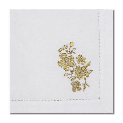 Embroidered Gold Flower Napkin