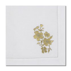Embroidered Gold Flower Napkin
