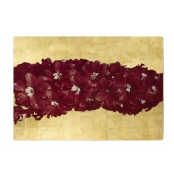 Gold with Red Floral Center Handpainted Lacquer Rectangular Placemat