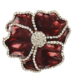 Deep Red Flower Napkin Ring with Crystal Border
