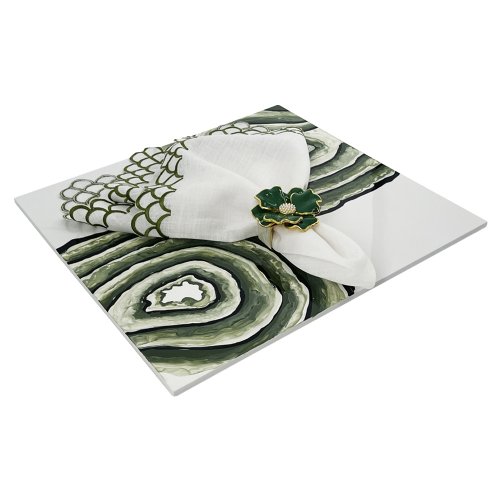 Green Stone art Square Raised Mattehand Painted Placemat