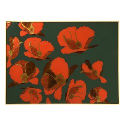 Green and Red Poppy Glass Placemat