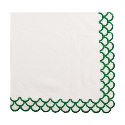 Green Hand Embroidered Peacock Linen Napkin 