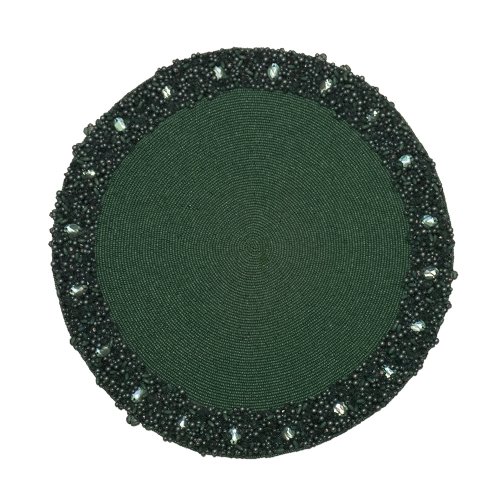 Emerald Green Classic Hand Beaded Round Placemat 