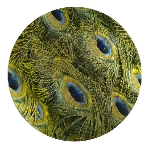 Green Round Lacquer Peacock Feather Placemat