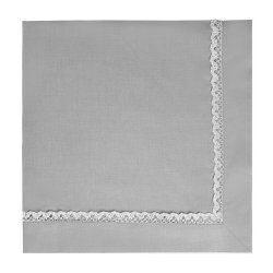 Grey Linen Napkin with Silver Embroidery