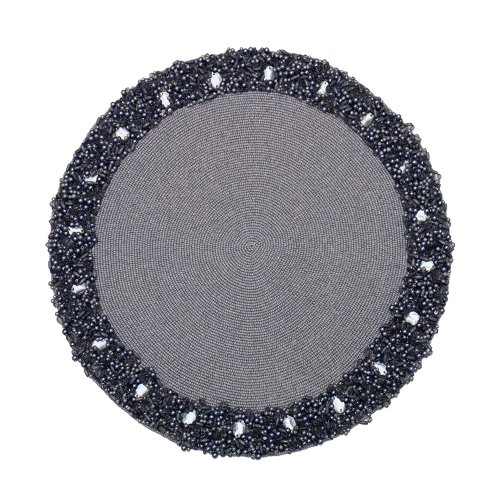 Grey Classic Hand Beaded round Placemat