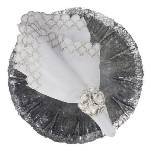 Dark Grey Silver Shell Round Placemat
