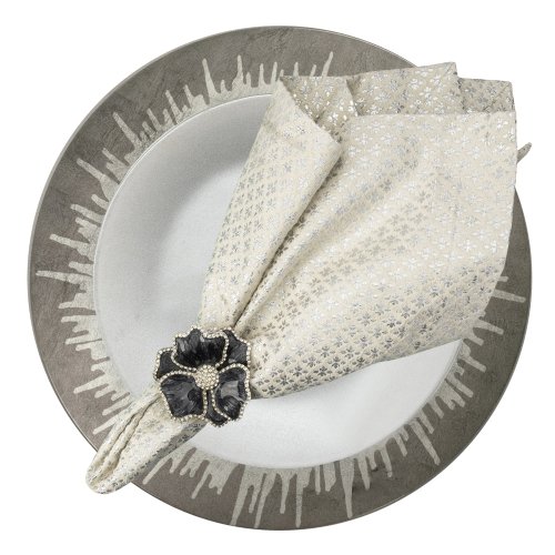 Silver Splash on Grey Round Lacquer Placemat