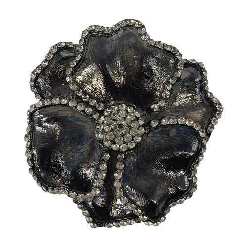 Hematite Flower Matte Napkin Ring with Crystal Border