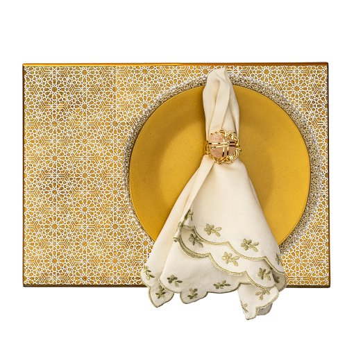 Ivory Gold Flower Border Napkin