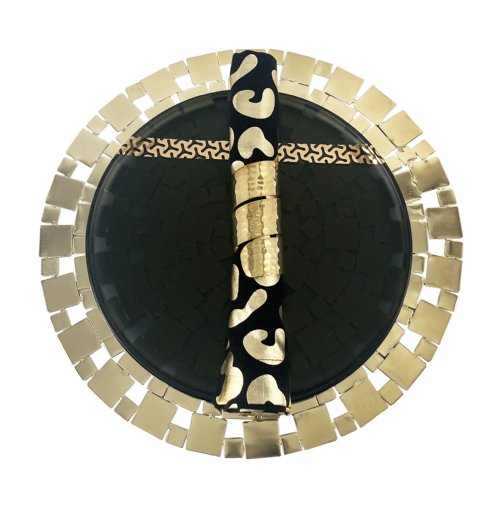 Modern Squares Gold Metal Round Placemat