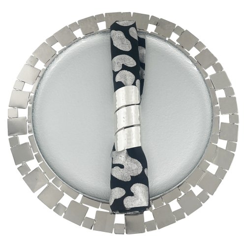 Modern Squares Silver Metal Round Placemat